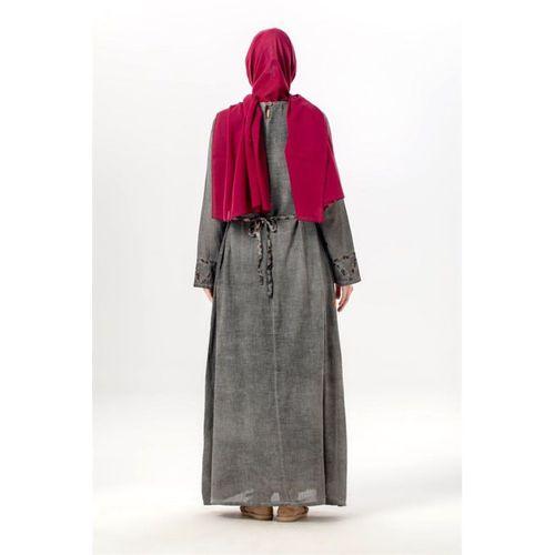 Uzun Kol Sultan Tek Cepli Yazlık Uzun Poplin Elbise Füme Fm