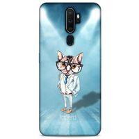 Oppo A5 2020 Kılıf FunnyMaX (40) Fit Silikon Kılıf Açık Mavi Kedi