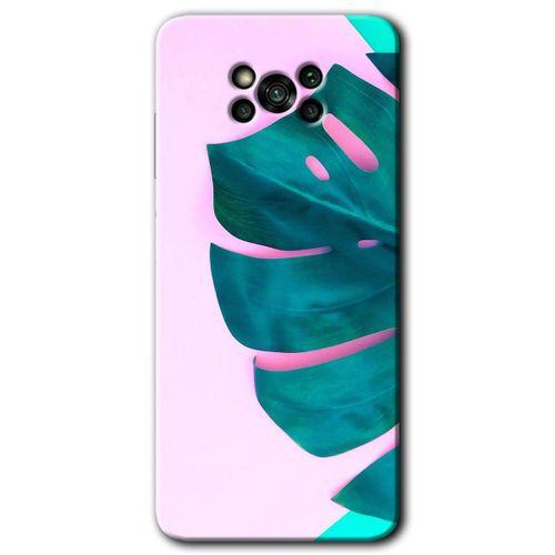 BeRa Aksesuar Poco x3 NFC Kılıf Baskılı Kapak - 3D Yaprak +Tam Kaplayan Mat Seramik