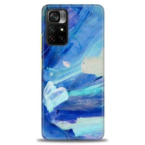 Xiaomi Poco M4 Pro 5G Kılıf HD Baskılı Kılıf - Mavi Beyaz + Tam Ekran Koruyucu