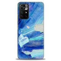 Xiaomi Poco M4 Pro 5G Kılıf HD Baskılı Kılıf - Mavi Beyaz + Tam Ekran Koruyucu