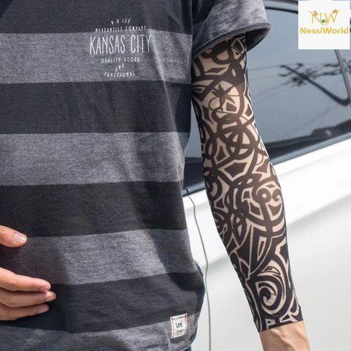 Giyilebilir Kol Dövmesi Çorap Dövme 3D Baskılı Kol Bacak Dövme 2 Adet Model 13