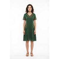 Kısa Kol Belgin V Yaka Yazlık Vual Elbise Yeşil Ysl