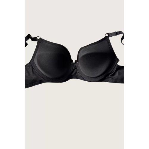 Siyah-ten 2'li Mikro Kumaş Push Up Dolgulu Balenli Günlük Destekli Sütyen