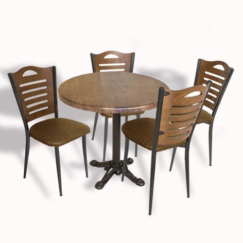 Dockers Çipa Döküm Ayak - Papelli Masa Takımı - Yuvarlak 90cm Çap (Werzalit, Wermodin ve Allzalit Tabla) - Rustic Dark-Kahve