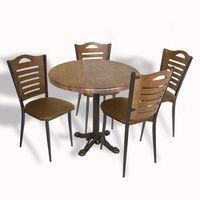 Dockers Çipa Döküm Ayak - Papelli Masa Takımı - Yuvarlak 90cm Çap (Werzalit, Wermodin ve Allzalit Tabla) - Rustic Dark-Kahve