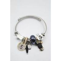Çelik Charmlı Kaktüs Bilezik - Siyah