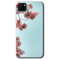 Potkal Hediye Fabrikası Huawei Y5P HD Baskılı Kılıf + 9D Tam Ekran Koruyucu - Japon Çiçeği