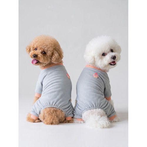 Sweet Cupcake Köpek Tulumu | Gri Beyaz İnce Çizgili