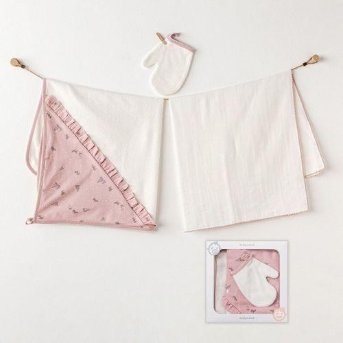 Andywawa Andywawa AC25045 Puppy Gazelle 3'Lü Müslin Havlu Takım Pink