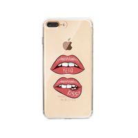iPhone 7 Plus Hello Kiss Desenli Premium Şeffaf Silikon Kılıf