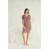 Yakası Kolu Omzu Ve Eteği Dantelli Önü Düğmeli Gecelik