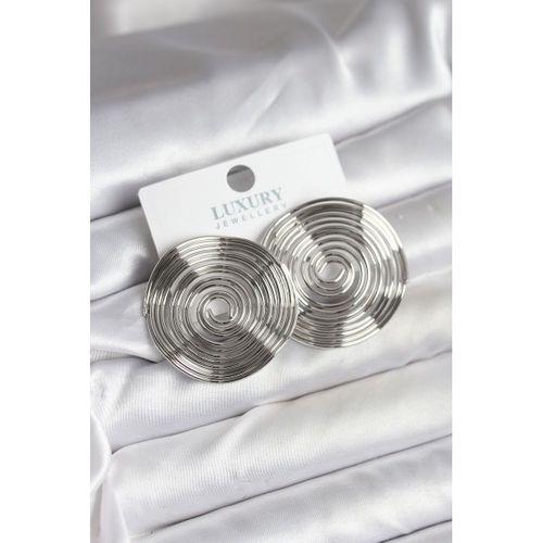 Pirinç Gümüş Renk Circle Model Kadın Küpe