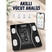 Akıllı Vücut Analiz Baskülü Bluetooth Bağlantılı 4 Sensörlü Lcd Ekranlı Dijital Tartı