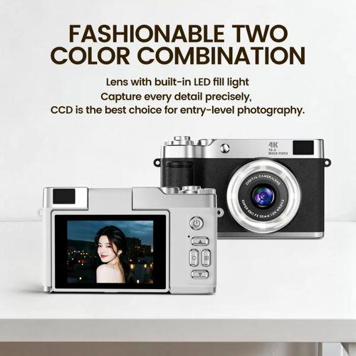 4k Çantalı Dijital Retro Video Kamera 48mp 16x Zoom Işıklı (32gb) Kart Dijital Fotoğraf Makinesi Siyah