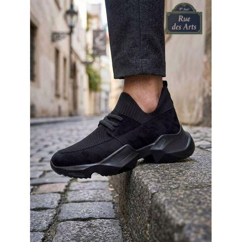 403 Yumuşak Triko Dokulu Yüksek Taban Siyah Spor Ayakkabı