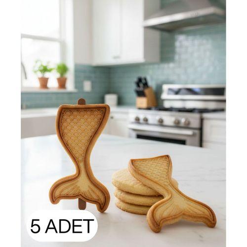 5Li Çift Parça Balık Kuyruğu Kurabiye Kalıbı Hamur Kesici Şeker ve Oyun Hamuru İçin