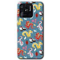 Xiaomi Redmi 10C Kılıf HD Desen Baskılı Arka Kapak + Temperli Cam - Funky Dragon