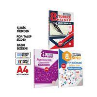 2027 8 Sınıf LGS MEB 3lü SET( Matematik-Fen-Türkçe) Soru Bankası Seti Renkli Baskı A4 BASKI ÜCRETİ