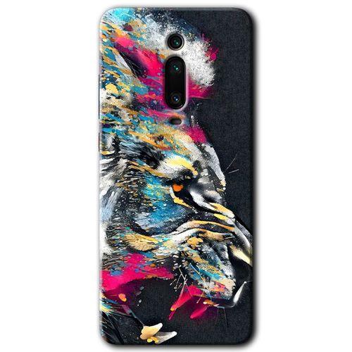 MRCİLETİSİM Xiaomi Mi 9T Kılıf HD Desen Baskılı Arka Kapak+Temperli Cam - Colorfull Aslan