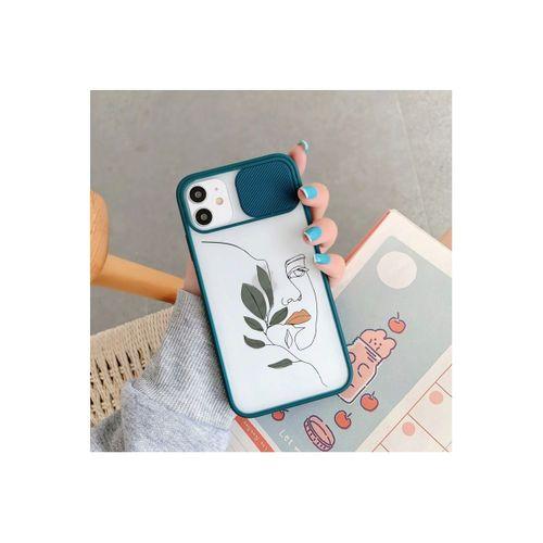 iPhone 11 Line Art Women Kamera Korumalı Lacivert Telefon Kılıfı
