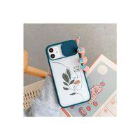 iPhone 11 Line Art Women Kamera Korumalı Lacivert Telefon Kılıfı