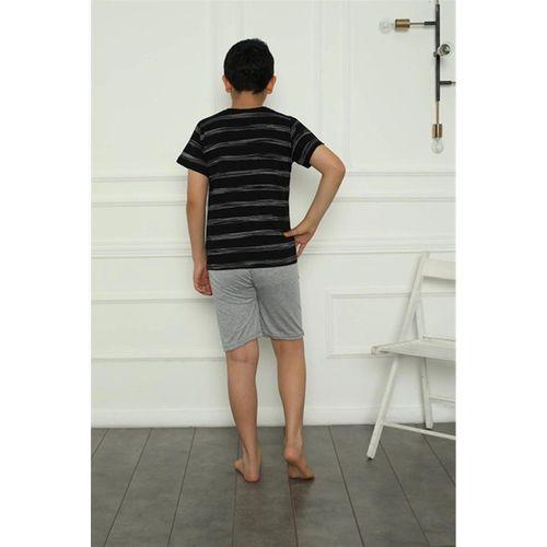 Erkek Çocuk Penye Şortlu Pijama Takım Siyah