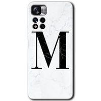 Redmi Note 11 Pro Plus 5G Kılıf HD Desen Baskılı Arka Kapak - Beyaz Mermer Desenli M Harfi + Kırılmaz Cam