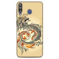 Samsung Galaxy M30 Kılıf Dragons (27) Tasarımlı Kılıf Siyah Ejderha Dövmesi