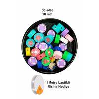 30 Adet 10 mm Polimer Kil Fimo Boncuk Takı Bileklik + 1 Metre Lastikli Misina Hediye - Deniz Teması