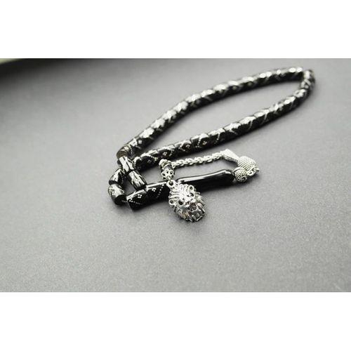 Oltu Taşı Kesme Model Tek Zikzak Dörtlü Baklava İşlemeli Tespih