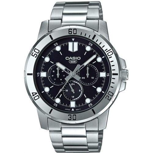 Casio MTP-VD300D-1EUDF Quartz Çelik Gri Siyah Kadran 45 mm Erkek Kol Saati