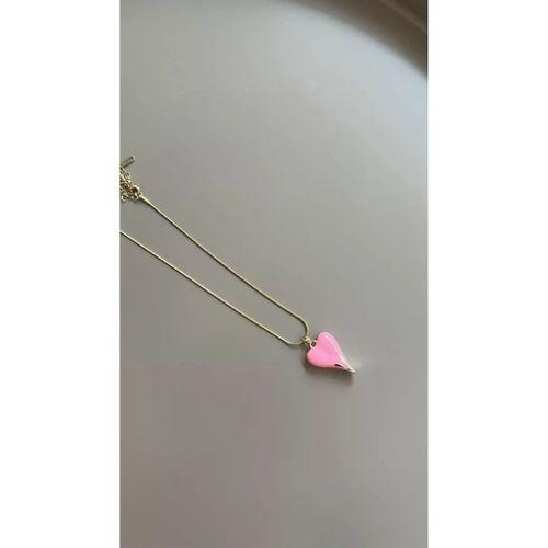 Mineli Kalp Kolye - Pembe