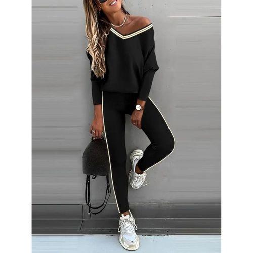 Kadın Uzun Kollu Tek Omuzu Açık Detaylı Viskon Iki Iplik Bluz Ve Pantolon Ikili Takım