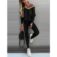 Kadın Uzun Kollu Tek Omuzu Açık Detaylı Viskon Iki Iplik Bluz Ve Pantolon Ikili Takım