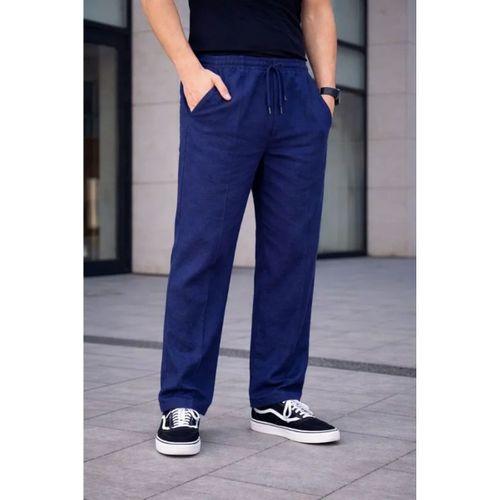 Erkek Keten Cepli Çıma Dikişli Jogger Buggy Pantalon Rahat Kalıp - Lacivert