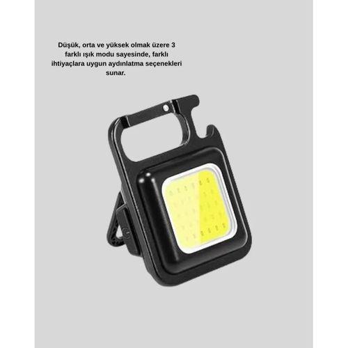 Mini 800 Lümen Led El Feneri – Usb Şarjlı, 3 Kademeli Işık, Şişe Açacaklı Taşınabilir Tasarım