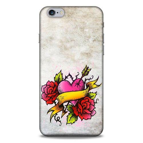 Lopard Apple Iphone 6S Plus Uyumlu Kılıf Tattoo's (12) Koruyucu Silikon Gri Pembe