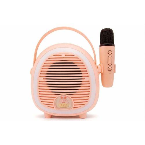 Çocuklara Özel Retro Tasarımlı Bluetooth Karaoke Mikrofon Ve Ahşap Tripodlu – Pembe