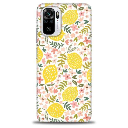 Xiaomi Redmi Note 10 Kılıf HD Baskılı Kılıf - Limon ve Çiçekler + Tam Ekran Koruyucu