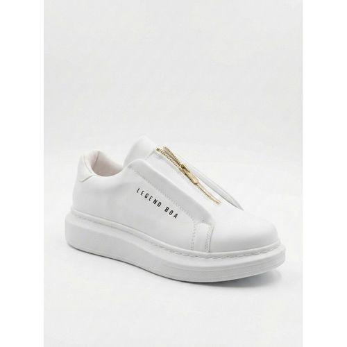 BA0310 BOA Kalın Yüksek Taban Fermuarlı Beyaz Erkek Ayakkabı