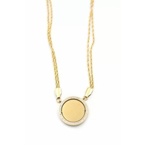 Taşlı Plaka Kolye - Altın