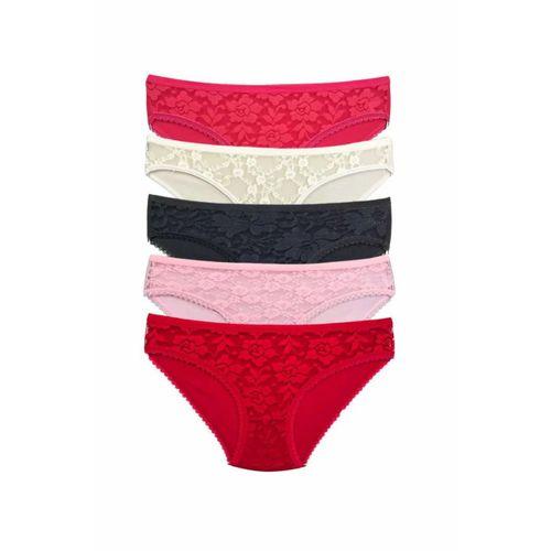 5 Adet Önü Dantelli Transparan Kadın Slip Külot S59