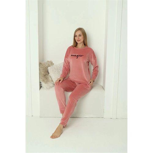 Kadın Kadife Pembe Pijama Takım
