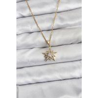 316L Çelik Zincir Gold Renk Yıldız Model Zirkon Taşlı Kadın Kolye