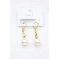 Taşlı İnci Küpe - Altın