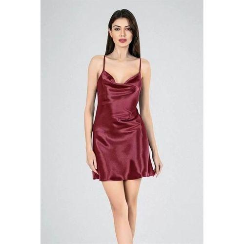 Kısa Gecelik Degaje Bordo 7740