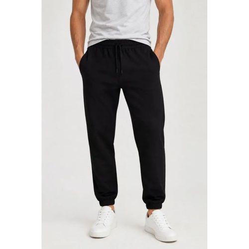 Erkek İki İplik Beli Lastikli Bağcıklı Regular Fit Jogger Eşofman Altı - Siyah