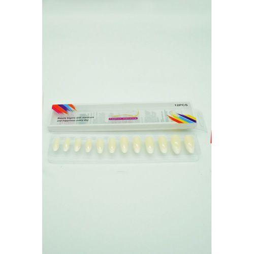 12 Adet Badem Tırnak Tak Ve Çık Kendinden Yapışkanlı Takma Tırnak Krem