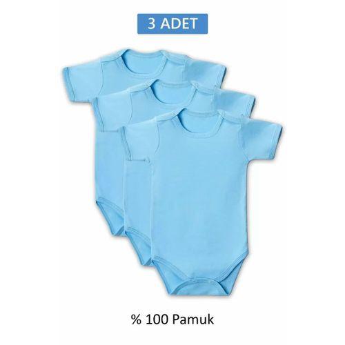 Mavi Yarım Kol Body Zıbın 7-12 YAŞ Çocuklar İçin (3 ADET) Alttan Çıtçıtlı Özel Gereksinimli
